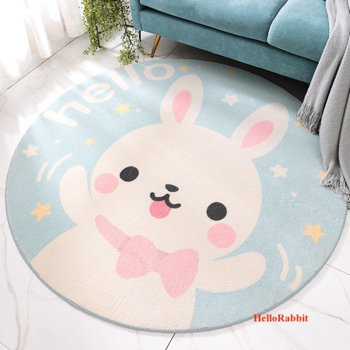 Karpet Bulu Bulat Modern Minimalis Lucu Korea Diameter 100Cm