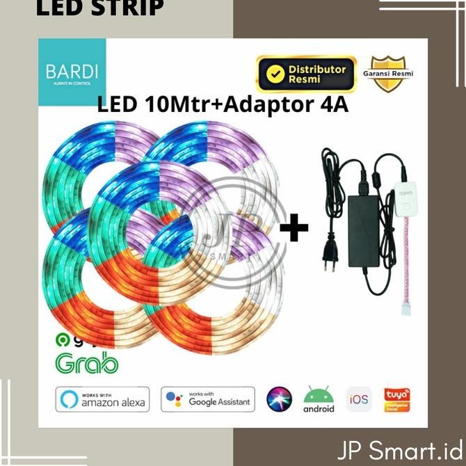 Paket 5 Bardi LED Strip 10M+Adaptor 4A For Smart Home/Google/Tuya CV Megah Jaya