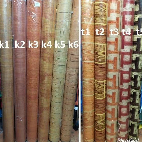 Karpet Lantai Plastik Vinyl Per Rol Motif Kayu Alas Taplak Meja Perlak Barnabe