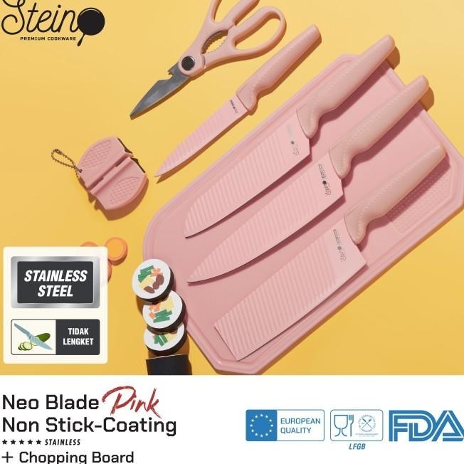 Stein Cookware Neo Blade Pink [Pisau Set + Talenan Set] Stigmart