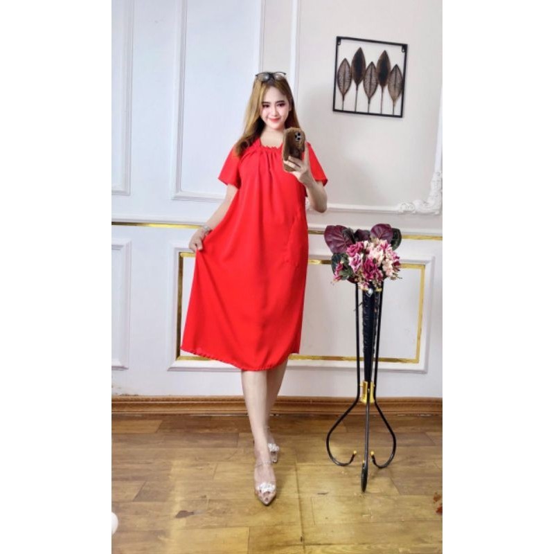 Lazzifa daster polos crinkle remaja kekinian