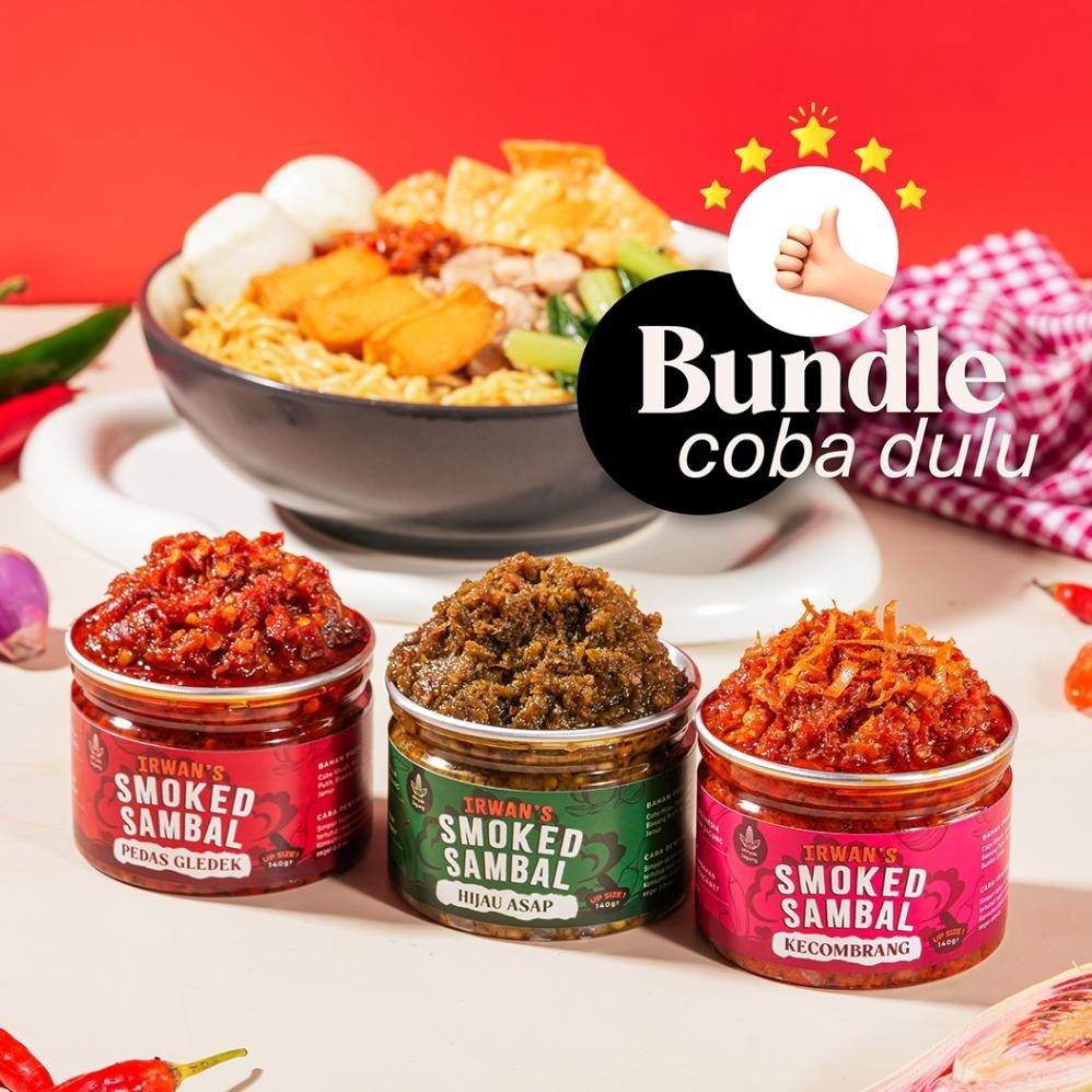 

Irwan'S Smoked Sambal - Paket Hemat Bundle 3 Rasa Sambal (Pedas Gledek, Kecombrang, Hijau Asap)