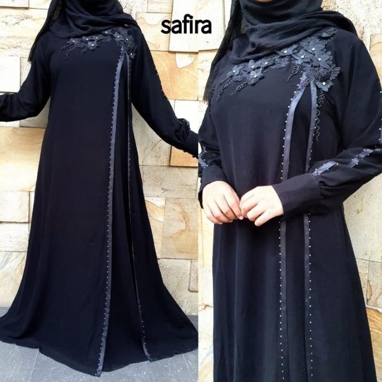 Gamis Abaya Remaja Saudi Ara Mix Sifon And Flower Swaroski Dubai Safira Gamis Abaya Remaja