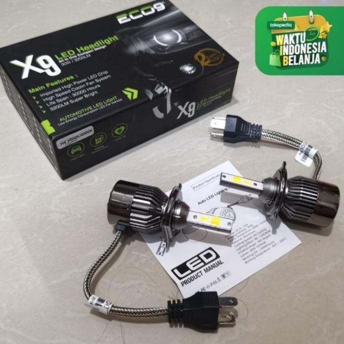 luminos eco9 x9 h4 led 3 warna harga isi 2 lampu