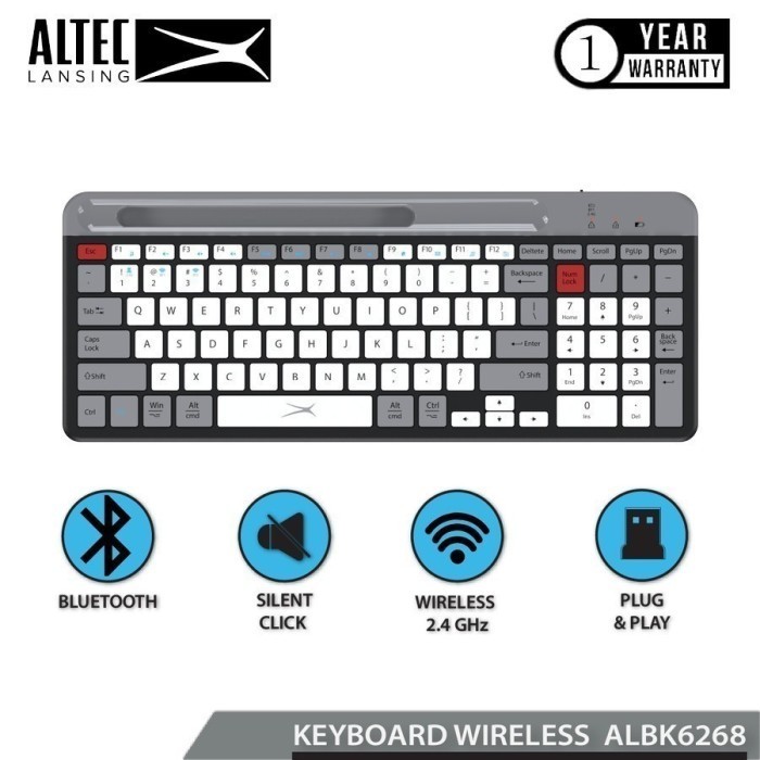 Altec Lansing Keyboard Dual Mode Wireless/Bluetooth Albk6268 Albk-6268