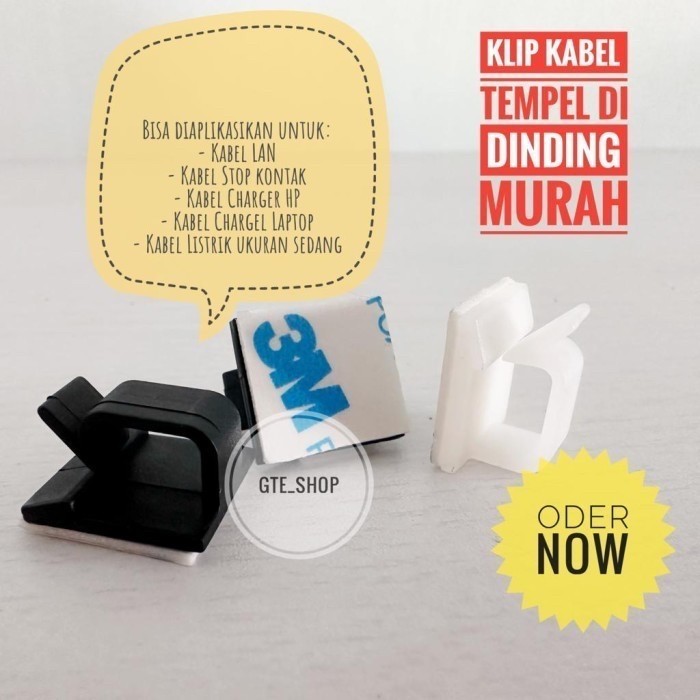 Klip Kabel Tempel Klem Kabel Tembok Double Tape Cable Clip Management