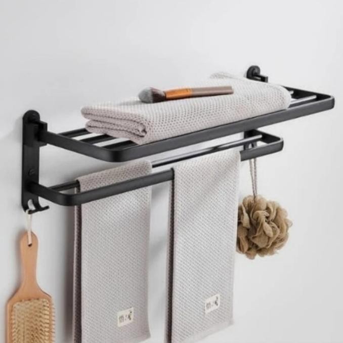 Gantungan Handuk stainless hitam Gantungan handuk kamar mandi