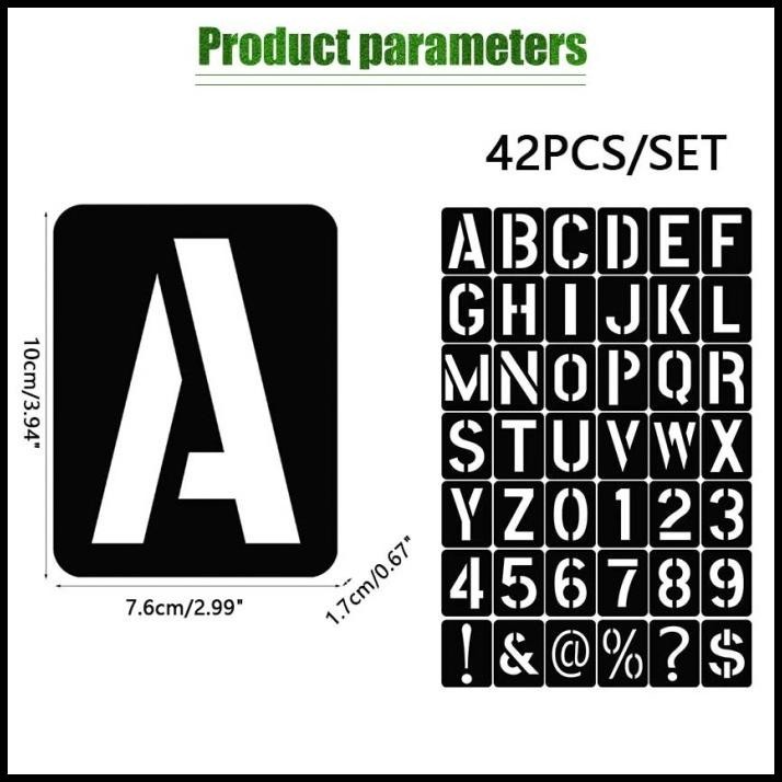 

TERBARU 42PCS CETAKAN HURUF ANGKA STENCILS STENSIL PLASTIK PYLOX CAT SEMPROT !!!!!!