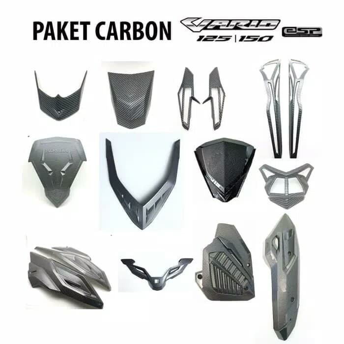 PAKETAN AKSESORIS CARBON NEMO HONDA VARIO 150/125 LED NEW
