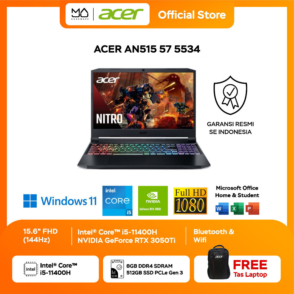 Laptop Acer Nitro 5 AN515-57-5534 / Core i5-11400H/16GB/512GB Black