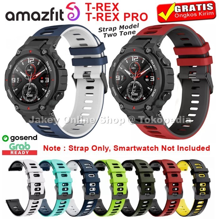 STRAP TALI JAM AMAZFIT T-REX PRO AMAZFIT T-REX MODEL TWO TONE RUBBER