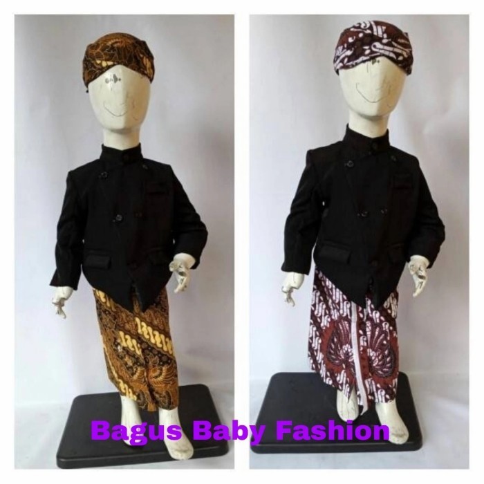 Beskap Solo Anal Set Jarik Blangkon Warna Hitam