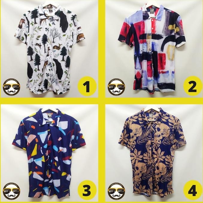 Baju Kemeja Motif Printing Hawai Pria Wanita Import Hello Monsters