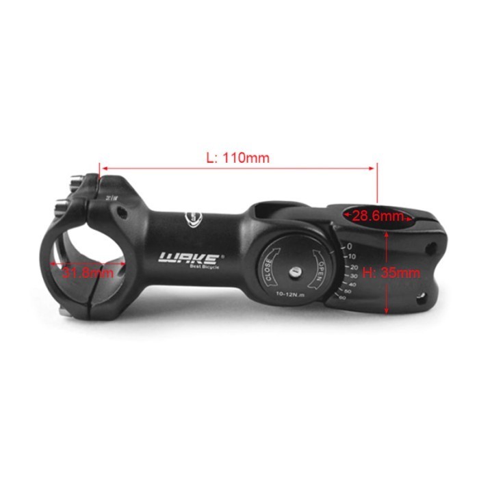Wake Stem Sepeda Mtb Rise Adjustable 0-60 Derajat 110Mm Os 31.8Mm