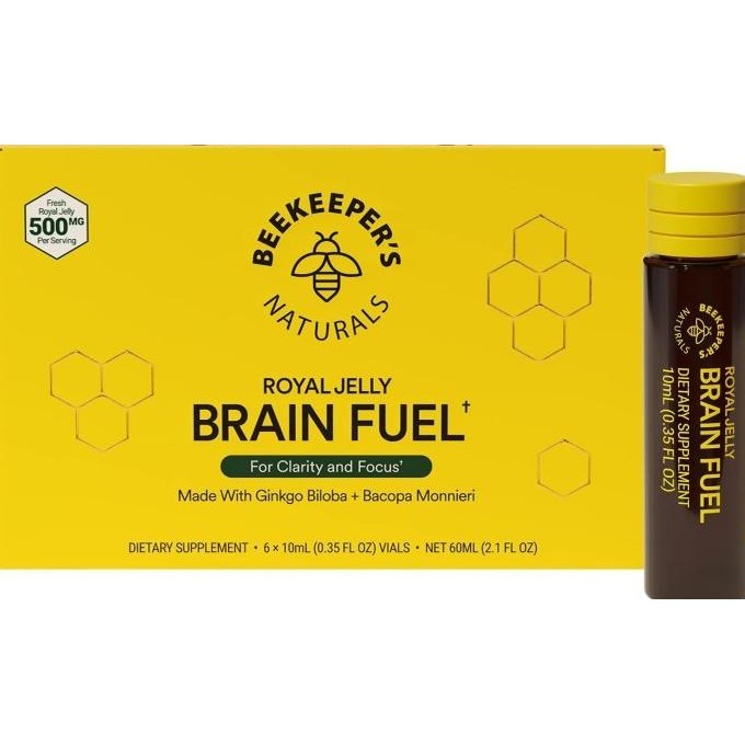 

BEEKEEPER'S NATURALS Brain Fuel Memory Focus Royal Jelly GinkgoBiloba ___Oasis