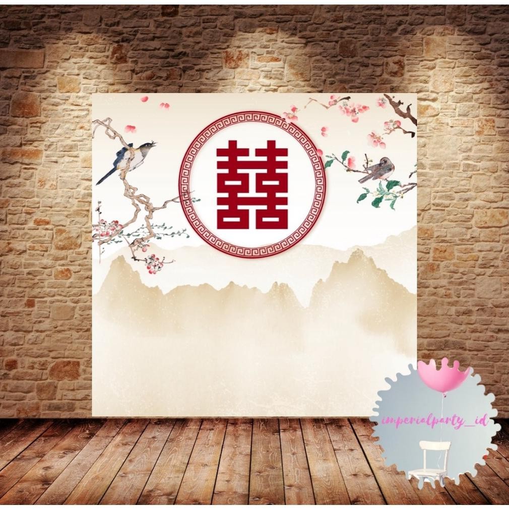 DCF Custom Backdrop Banner Spanduk Lamaran Sangjit Tunangan Shuangxi Simple 2 TERLARIS