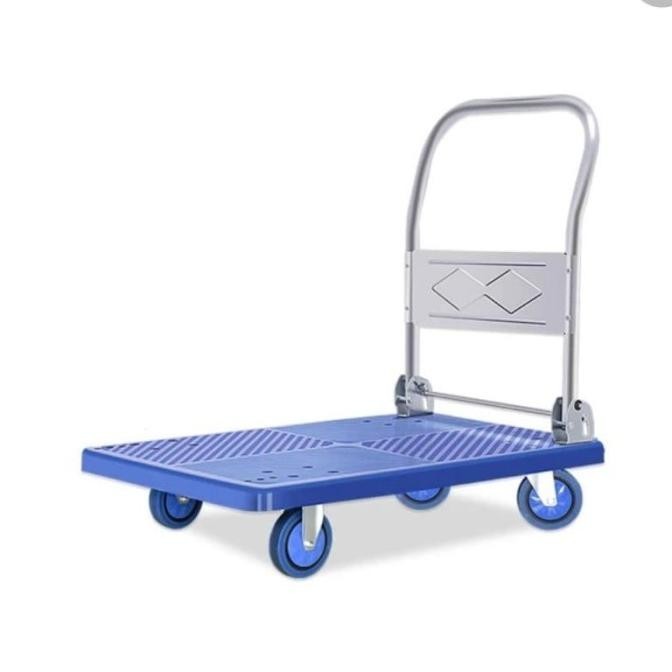 Gerobak Besi Hand Truck Trolley Barang Trolley Lipat Biru
