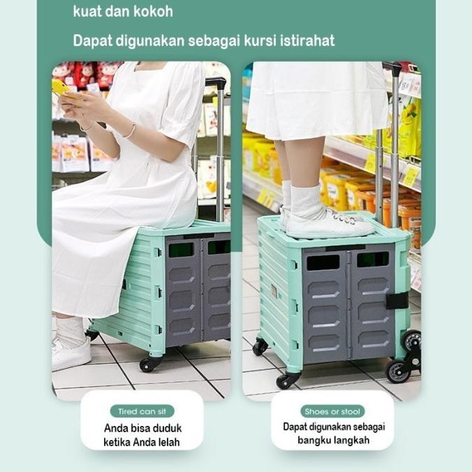 Trolley Troli Lipat Keranjang Tas Belanja Besar Alat Barang Serbaguna