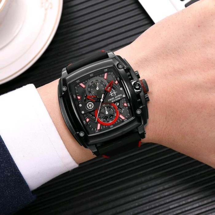 JAM TANGAN PRIA EVANS JAYDEN 9553 ORIGINAL CHRONOGRAPH RUBBER