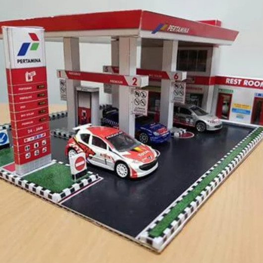 MINIATUR BIORAMA SPBU POM BENSIN PERTAMINA SKALA 64