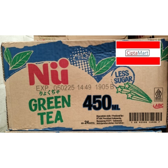 

Ready Nu Green Tea Less sugar 24x450ml (1 dus) Gojek / Grab Only