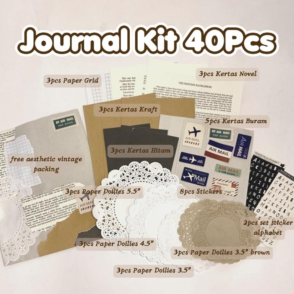 

JOURNAL KIT JOURNALING VINTAGE AESTHETIC JURNAL (40 PCS) GRATIS ONGKIR