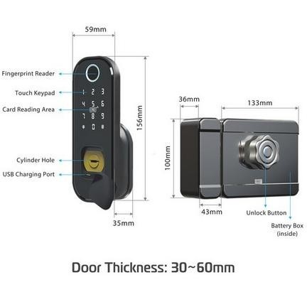 KJH SEYVEN Smart Door Lock Waterproof Door Lock With App Smart Lock Door TERLARIS