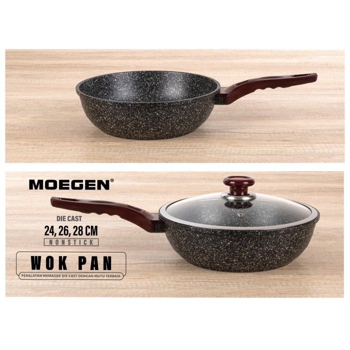 Moegen Germany Wok Pan 24Cm Granite Plus Steamer / Kukusan