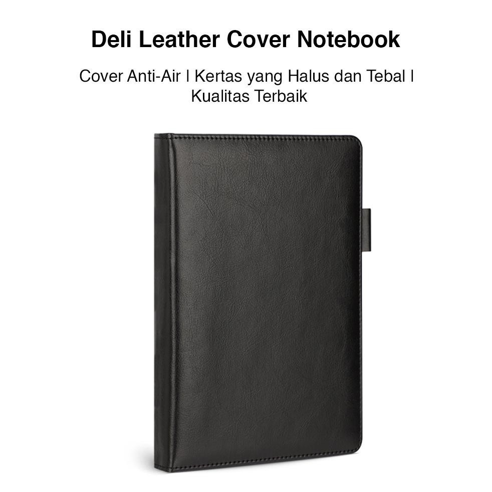 

er-87 Deli Leather Cover Notebook / Buku Catatan Sampul Kulit A5 180 Lembar Desain Elegan 22298 Original