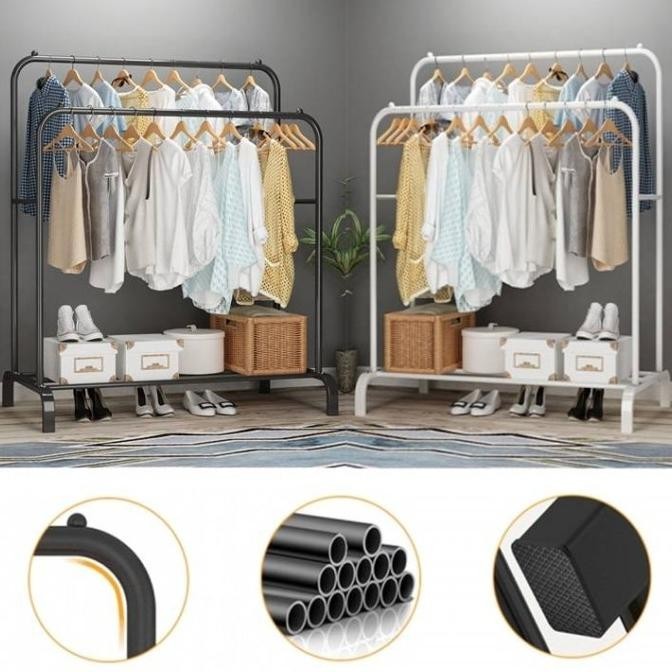 SHENAR , BIG DOUBLE STAND HANGER/RAK GANTUNG BAJU JEMURAN BAJU TAS