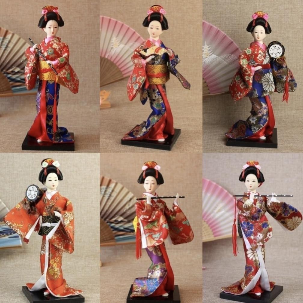 PIU GREEN LIVING Japanese Doll - Patung Pajangan Boneka Geisha Jepang - Hiasan Koleksi Dekorasi Hadi
