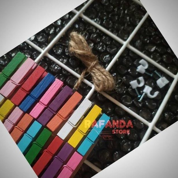 

Promo Wire Grid Wall + 20Pcs Wooden Klip Bonus Tali Rami Gantungan K01