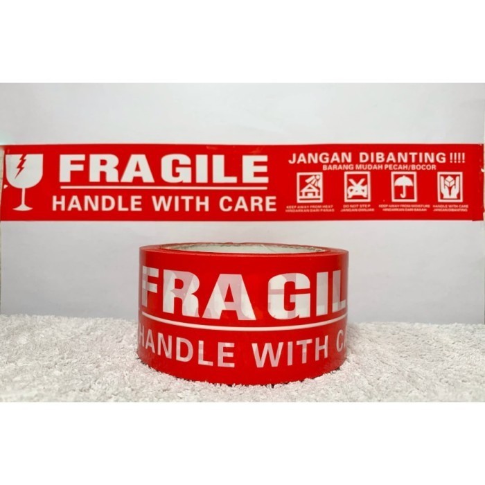 

LAKBAN FRAGILE MERAH / PUTIH PROMOO MURAH 48MM X 60Y /DUSS K01