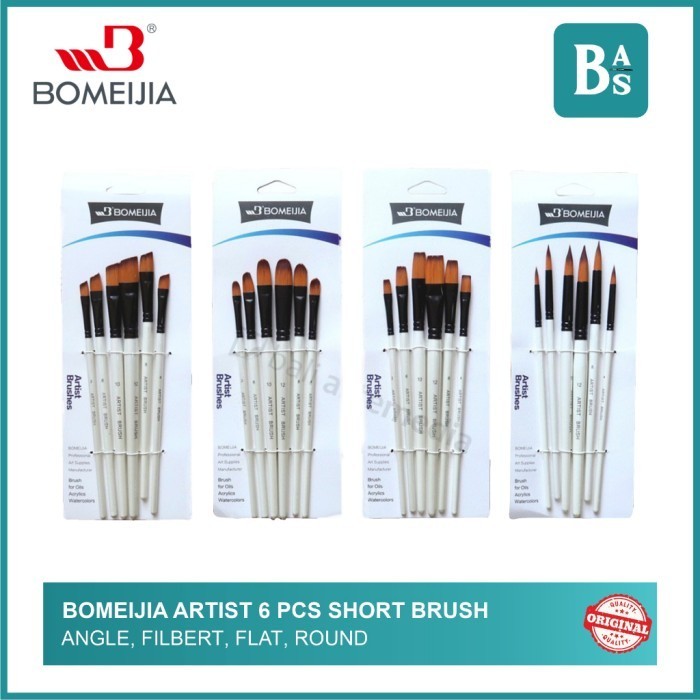 

BOMEIJIA Artist 6 pcs Short Handle Brush Round / Filbert / Angle / K01