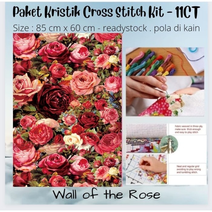 

Paket Kristik Sulam DIY Cross Stitch Jahit - ROSES