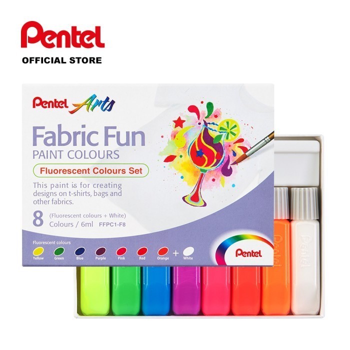 

Ready Pentel Fabric Fun Paint 6 ml 8 Colours Art Set Fluorescent / Cat Kain