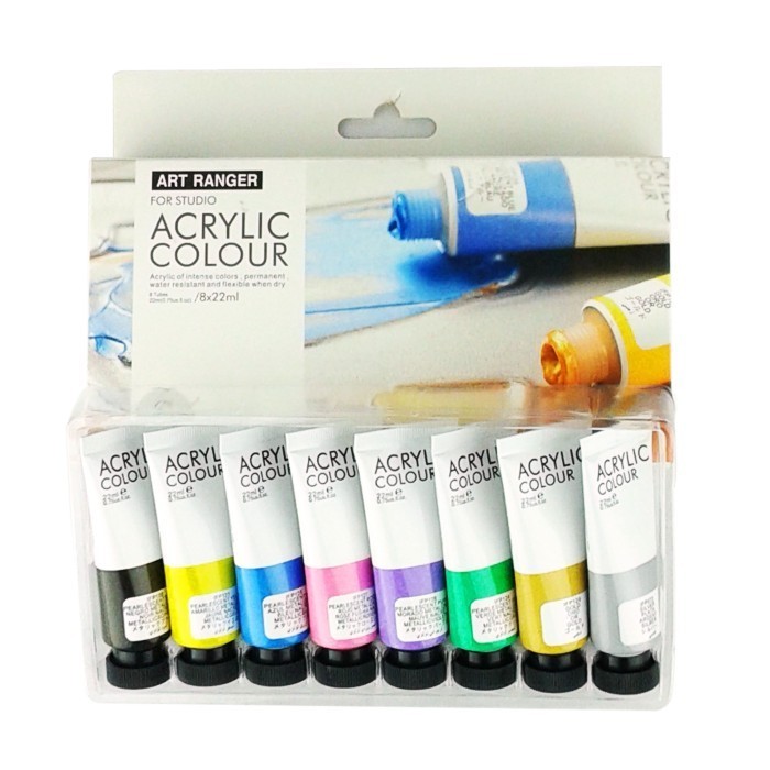 

Ready SET 8 WARNA METALIK ART RANGER ACRYLIC METALLIC PAINT CAT AKRILIK