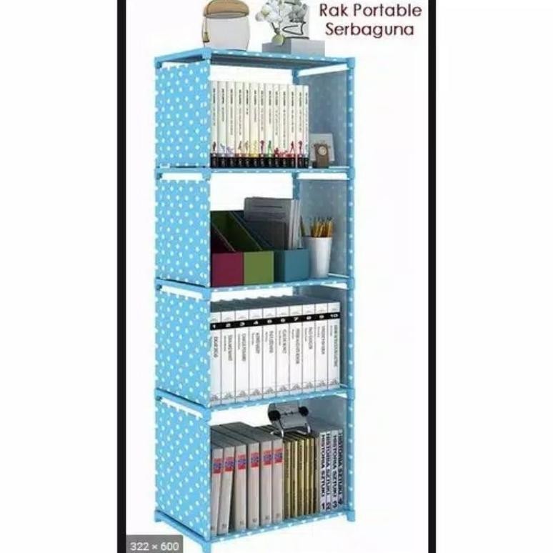 Rak Buku Serbaguna Besi Kuat 4 Susun 5 Tingkat / Rak Buku Baju Helm Portable Cod