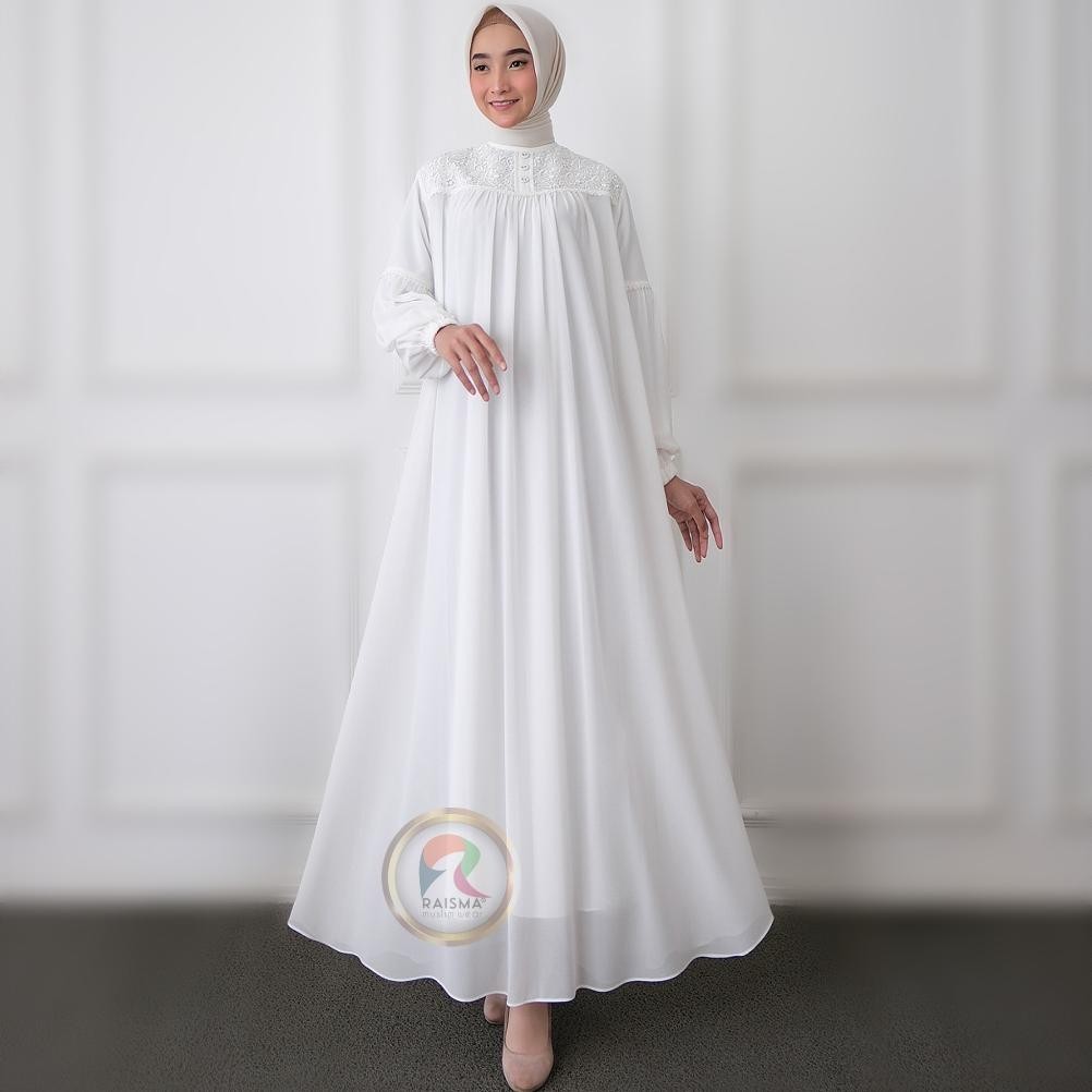 Gamis Umroh & Manasik Haji Beatrixka Putih Tulang Gamis Wanita Syari Remaja Kekinian