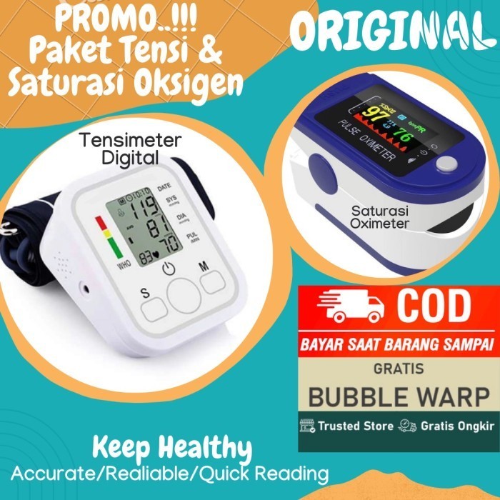 Ready Paket Tensimeter Digital dan Fingertip Pulse Oximeter SpO2