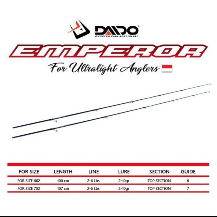 Ready Ujung Joran Daido Emperor Top Section 662 & 702