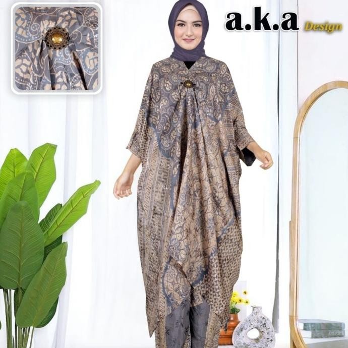 Set Celana Batik Modern Wanita Viscose Baby Premium Model Kaftan V1