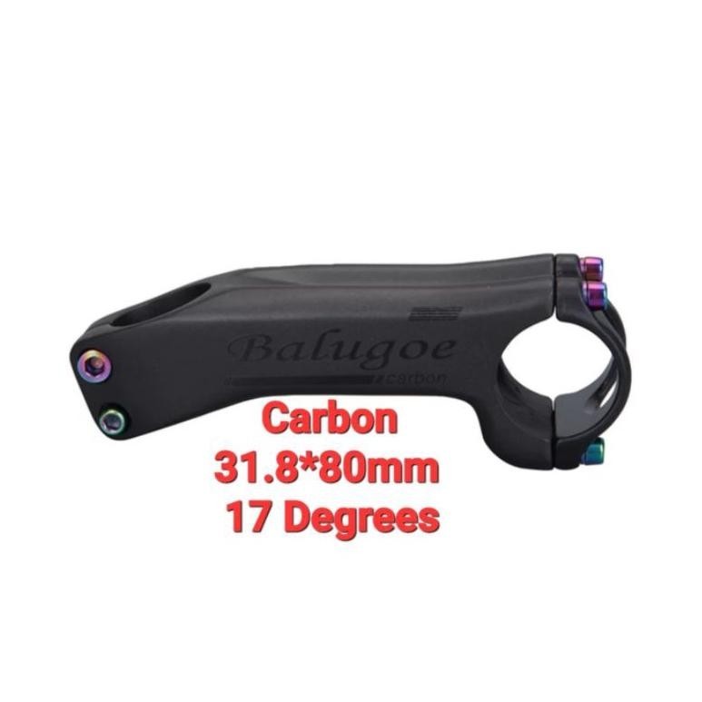 Premium Balugoe Stem Carbon 8 cm 17 Derajat Stem Handlebar Dropbar Stang Sepeda Roadbike MTB