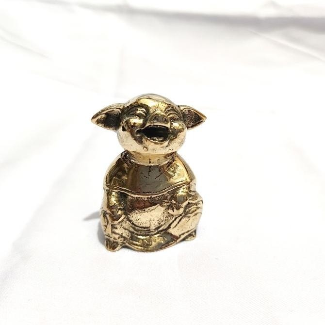 NEW patung babi emas shio logam kuningan 6cm