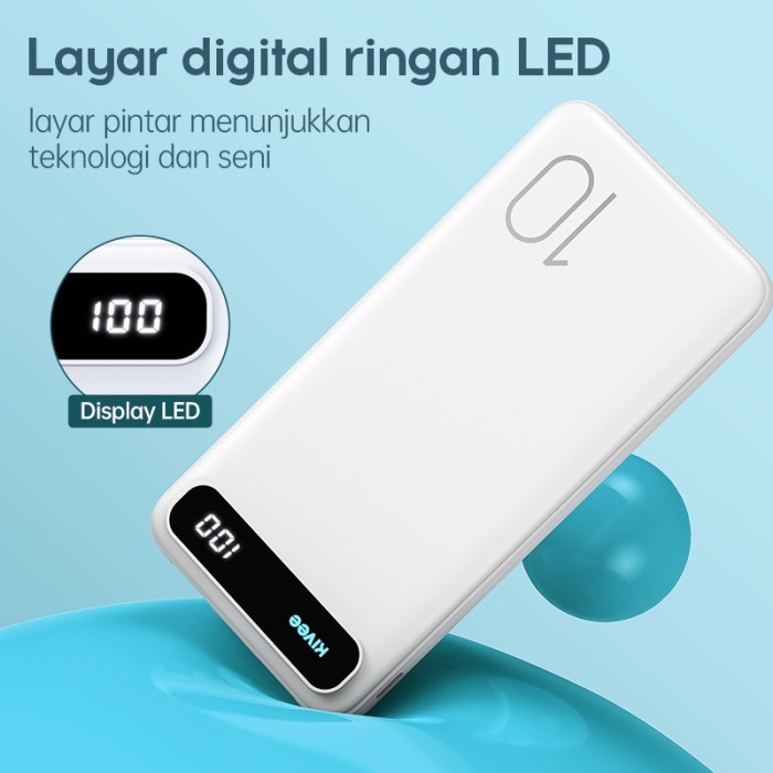 KIVEE 10000mAh power bank cepat dengan indikator LED