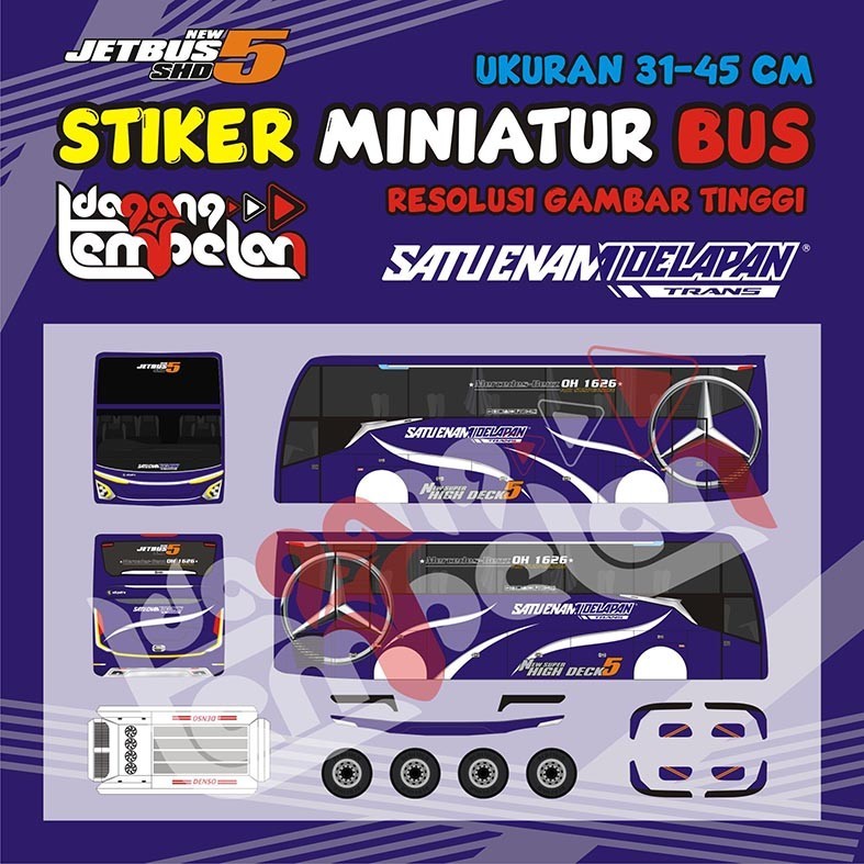 Pola Stiker Miniatur Bus 168