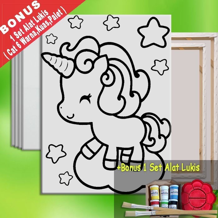 

KANVAS LUKIS MELUKIS KARAKTER BABY UNICORN ON A CLOUD