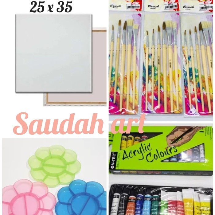 

PAKET KANVAS LUKIS (KANVAS 25X35,KUAS,PALET,CAT AKRILIK)