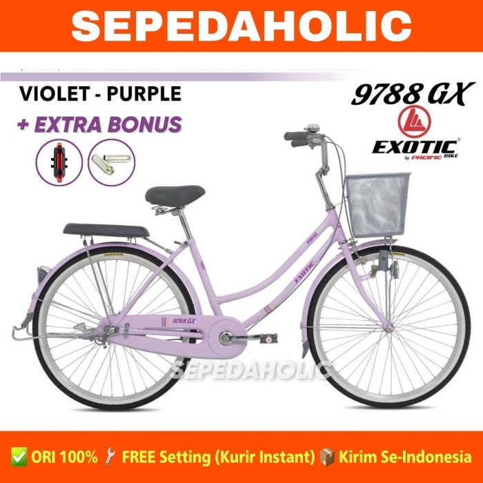 Sepeda Keranjang Dewasa Exotic 9788 Gx Perempuan 20 24 26 Inch