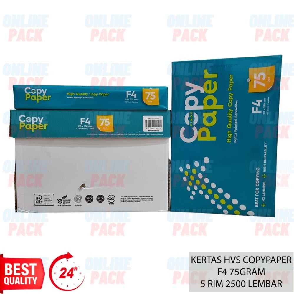 

gh-67 KERTAS HVS COPYPAPER COPY PAPER F4 FOLIO 75GR 75 GRAM 1 KARTON DUS 5 RIM 2500 LEMBAR PRINT PAPER Termurah